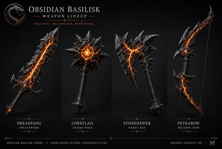 Obsidian Basilisk weapon lineup concept